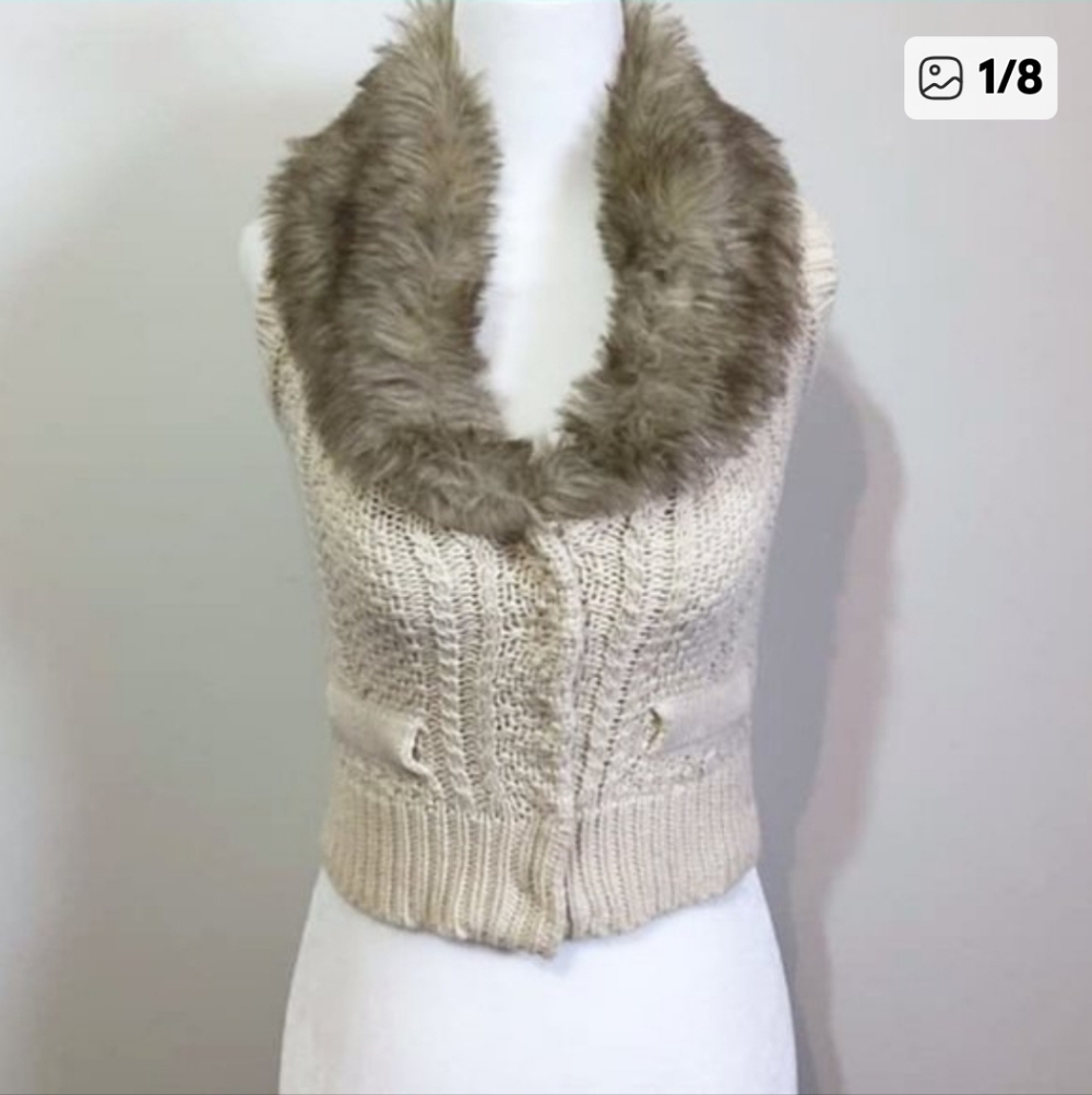 Willow blossom knit vest faux fur color / small